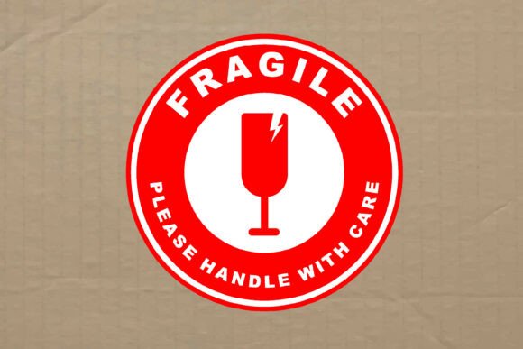 Download Fragile Bold Label Typography Graphic - Premium Resources