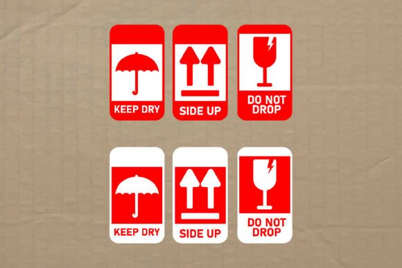 Download Fragile Set Label Typography Graphic - Premium Resources