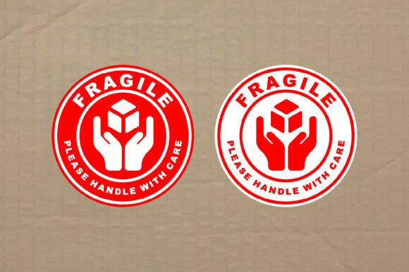 Download Fragile Bold Label Typography Graphic - Premium Resources