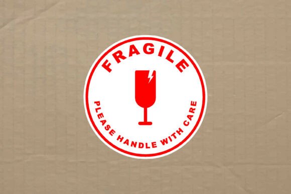 Download Fragile Bold Label Typography Graphic - Premium Resources