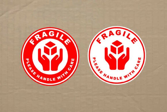 Download Fragile Bold Label Typography Graphic - Premium Resources